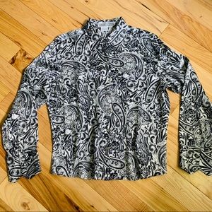 STARINGTON  VTG 100% Silk Paisley Button Down Top